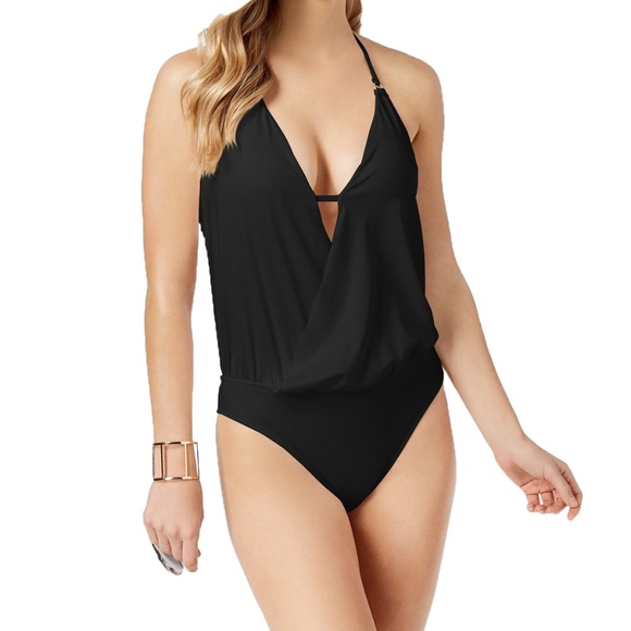 Bar III Other - Bar III Blouson Plunge Draped Neck One-Piece NWT